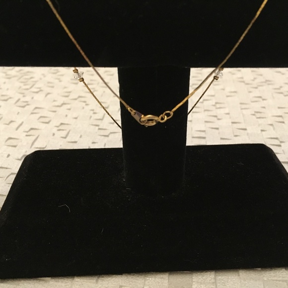 Golden Necklace with Crystal Bead Accents - Picture 3 of 4